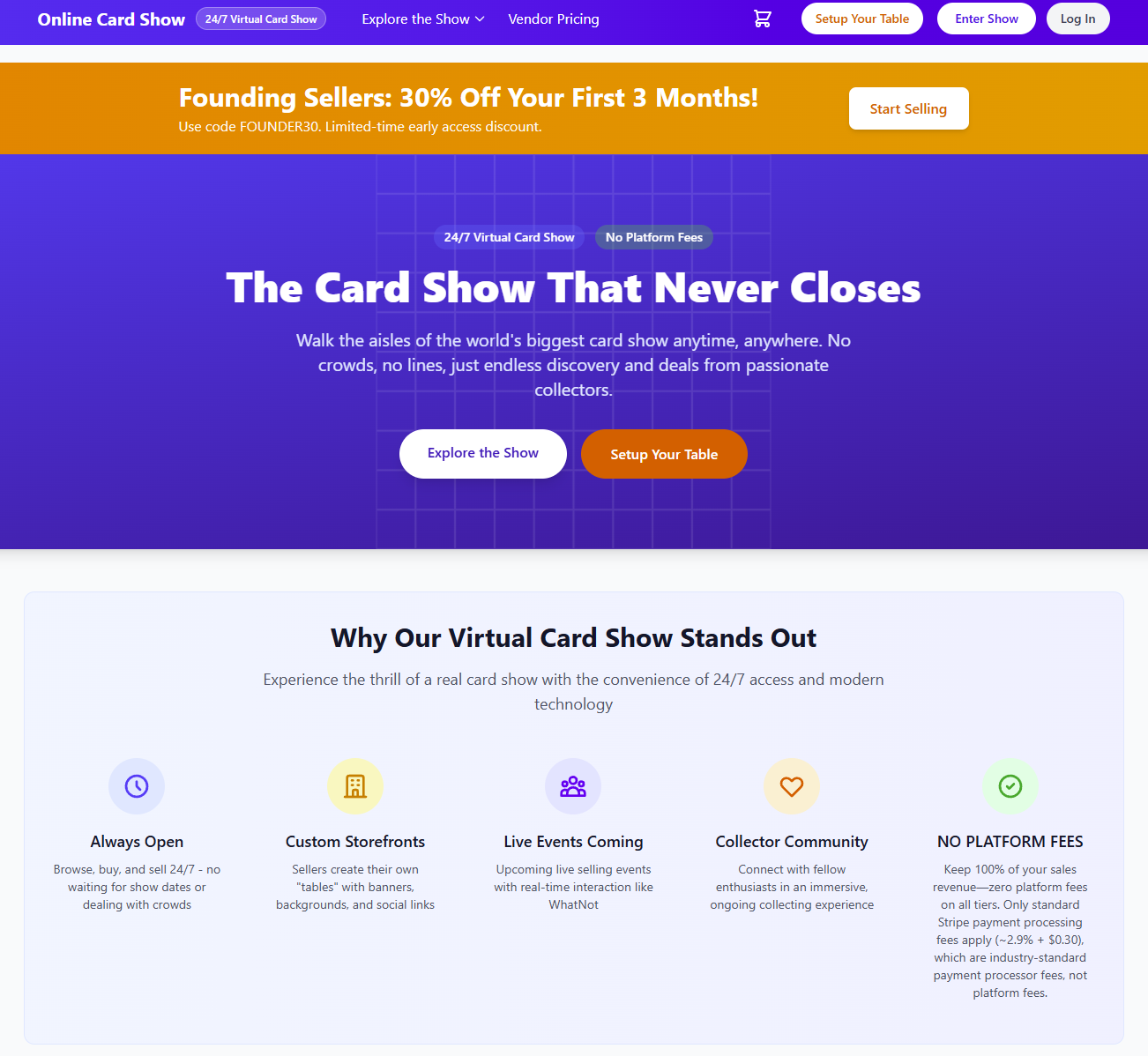 Online Card Show marketplace – browse cards from collectors